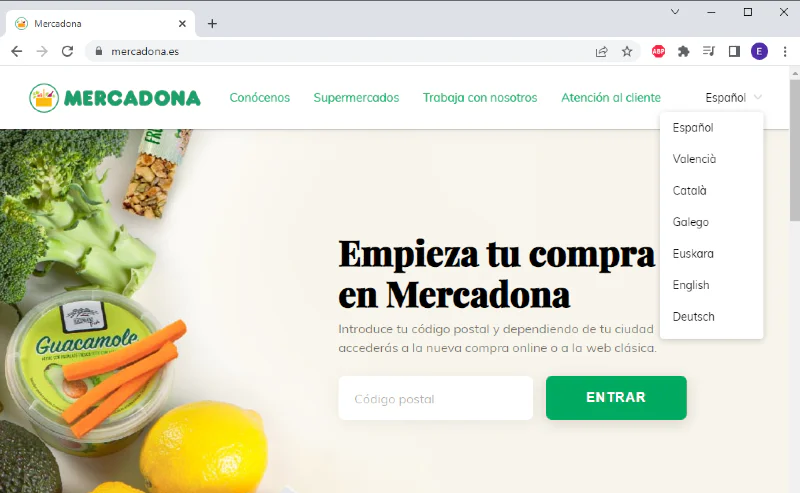 a screenshot from Mercadona’s website