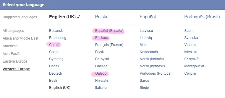 a screenshot from Facebook's website