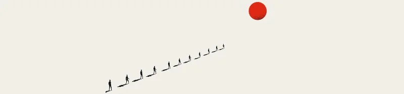 a person walking towards a horizon
