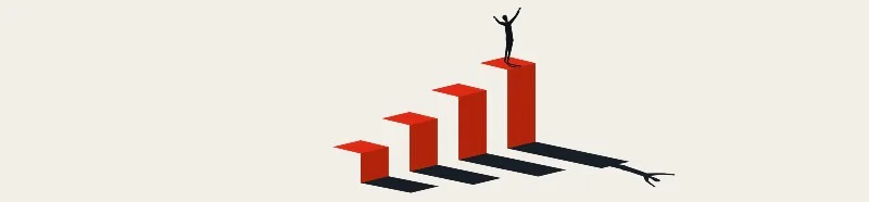a person standing on top of the tallest bar in a sequence