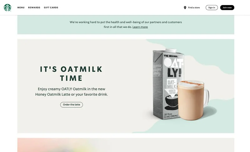 a screenshot of starbucks.com