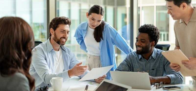 work colleagues collaborating in a meeting
