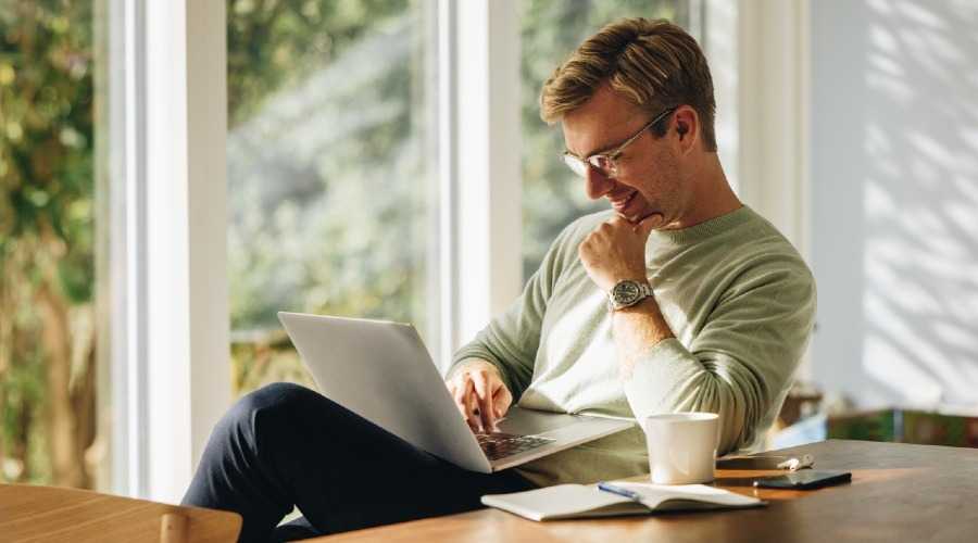 a man using a laptop