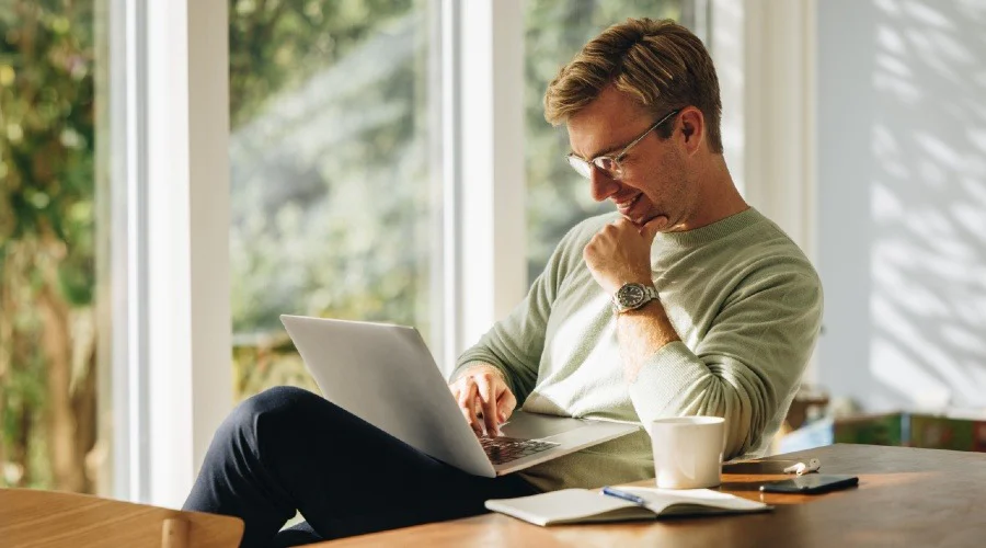 a man using a laptop