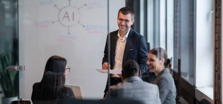 a group of people in a meeting