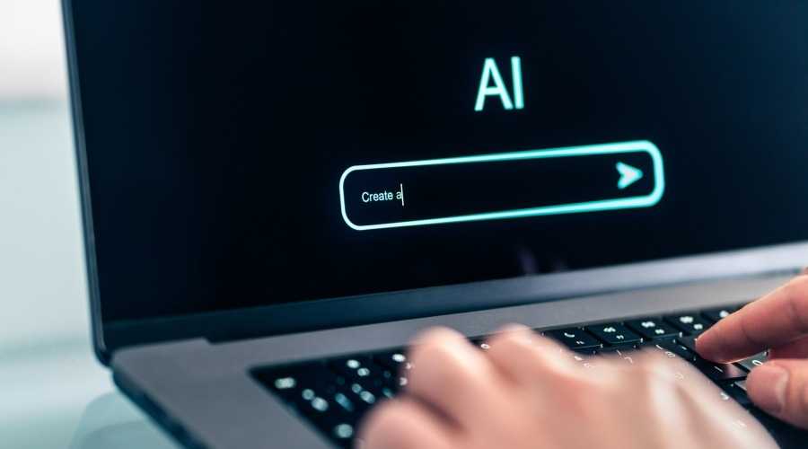 a computer with an AI prompt on the screen