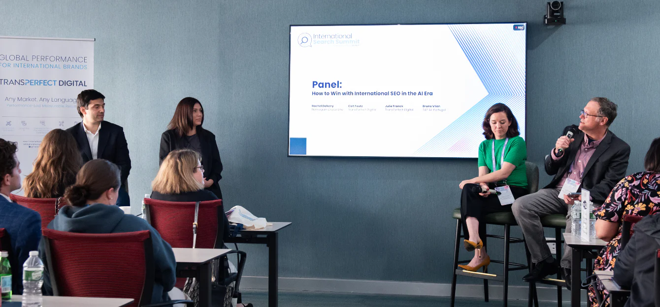Bruno Vilan, Rachel Doheny, Julie Franck and Colt Foutz speaking at the International Search Summit New York 2026